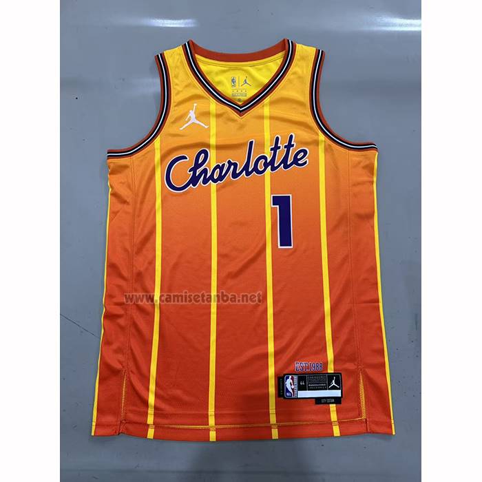 Camiseta Charlotte Hornets LaMelo Ball NO 1 Ciudad 2025-26 Naranja